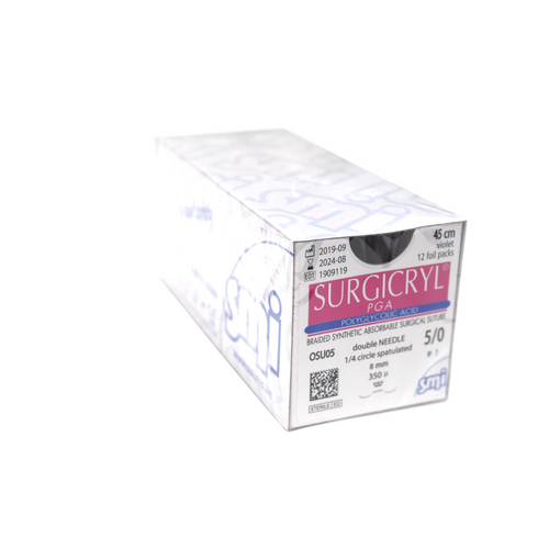 SURGICRYL PGA 5/0 Side Cutting Spatula 1/4 Circ 2 X 8mm -350µm 45cm Violet