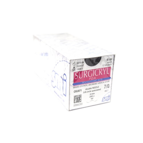 SURGICRYL PGA 7/0 Side Cutting Spatula 3/8 Circ 2 X 8mm -200µm 45cm Violet