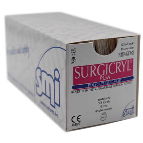 SURGICRYL PGA 8/0 Side Cutting Spatula 3/8 Circ 2 X 6mm -200µm 45cm Violet