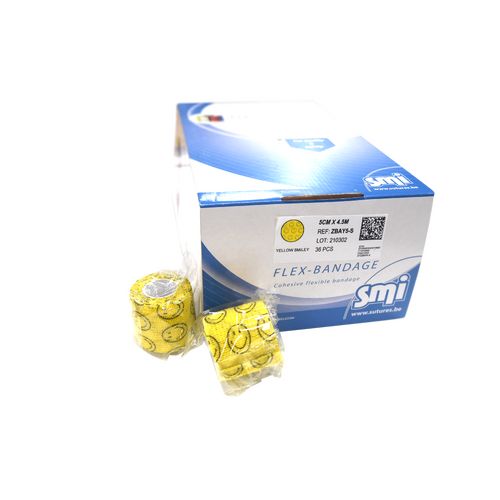 5cm FLEX-BANDAGE YELLOW SMILEY BOX 36
