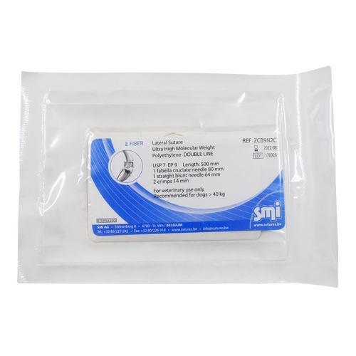 CCL E-FIBER USP 7 DOUBLE LINE - 500mm + STRAIGHT &amp; CURVED NEEDLE